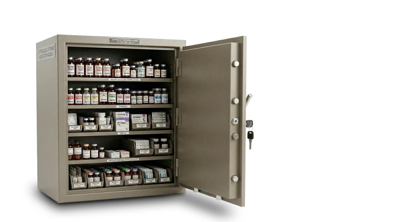Controlled substances safe with medication inventory